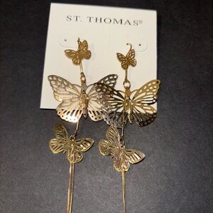 St. Thomas Gold Butterfly Drop Earrings